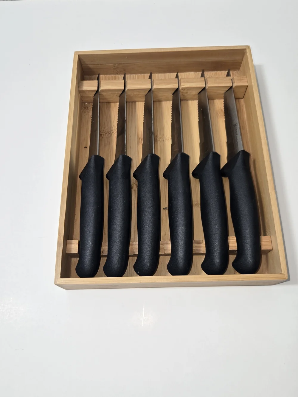 Gibson Everyday Steak Knife Set With Bamboo In A Drawer Storage Tray - Set Of 6